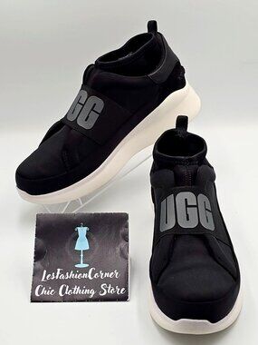 Ugg Women's Black Neoprene Neutra Trainer Slip-On Platform Sneakers Size 9 2859